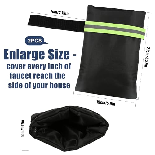 2Pack Outdoor Faucet Covers for Winter Freeze Protection, 8.5″x5.9″x1.9″ Thicker Hose Bib Insulation Cover Waterproof & Frost Free Outside Spigot Cover Bags Insulated Covers with Reflective Strips - color: 2pcs black