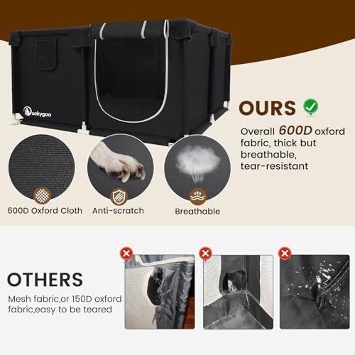 Whelping Box for Dogs - 50"L*50"W*25"H Dog Whelping Play Pen for Puppies,Pet Whelping Box Overall 600D Oxford Fabric with Absorbent Whelping Pad,Dog Birthing Box for Large Medium Small Dogs - color: black-50*50*25inch