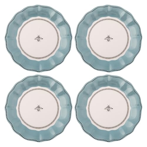 Karma, 8.75 inches Melamine Salad Plates Set of 4, Reusable Dishwasher Safe Plates for Outdoor and Indoor, Bee - color: Bee
