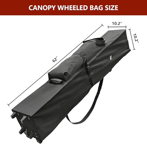 Heavy Duty Wheeled Carry Bag for 10x10 Canopy Tent, Universal Canopy Roller Bag with 4 Handles,600D Waterproof Oxford Fabric Tent Bag Replacement for Camping Tailgating(62"x10.2"x10.2") - size: Bag Unfold Size-62" x 10.2" x 10.2"