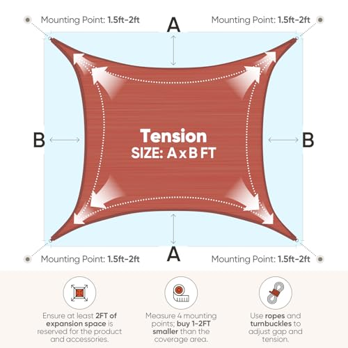 Quictent 12x16ft 185G HDPE Rectangle Sun Shade Sail Canopy 98% UV Block Outdoor Patio Garden with Hardware Kit (Terracotta) - color: Terracotta, size: 12 x 16 ft, style: Rectangle