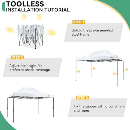 COBIZI 10x15 Heavy Duty Pop Up Canopy Tent with 4 Sidewalls Thicken Frame, Commercial Easy Up Outdoor Wedding Party Tents, All Season Waterproof Windproof with Stakes Sandbags Ropes Bag, White - color: White, size: 10x15