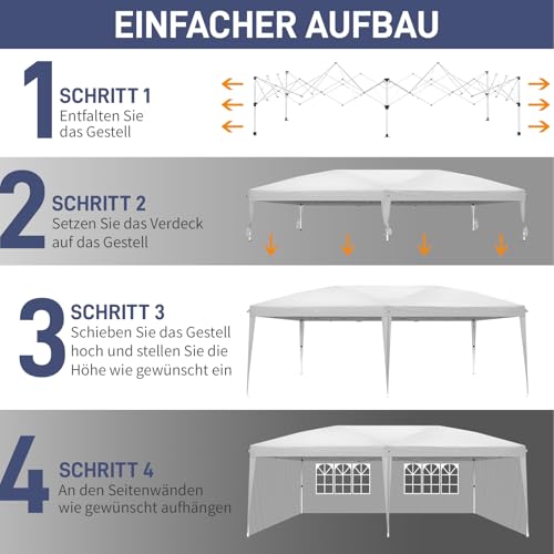 VINGLI 10x20 ft Pop Up Canopy Tent with 6 Sidewalls with Carry Bag, Outdoor Gazebo Shelter, Patio Event Tent Outdoor Canopy Commercial Canopy(White) - color: White