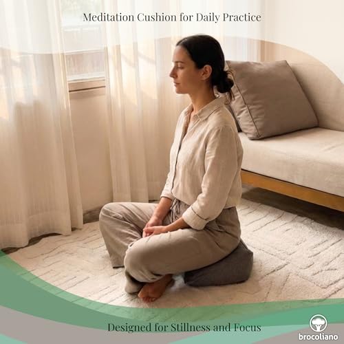 Meditation Cushion – Ergonomic Zafu Pillow for Yoga and Mindfulness – Washable Cover, Natural Buckwheat Fill, Premium Fabric (Cotton Blend/Polyester Variant) (Steel Gray, Medium) - color: Steel Gray
