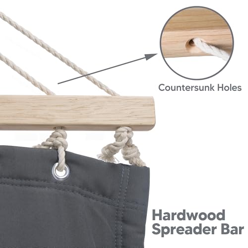 SUNCREAT Portable Tree Hammock with Hardwood Spreader Bar, Extra Large Soft Pillow, Heavy Duty 2 Person Hammock for Indoor, Outdoor, Gray - color: Grey