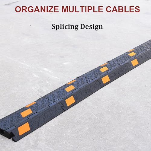 OrangeStar 6 Pack 17" Cable Protector Cover Ramps, 2-Channel Floor Protective Wire Cord Ramp, Heavy Duty Driveway Speed Bump - color: 2-Channel (6-Pack)