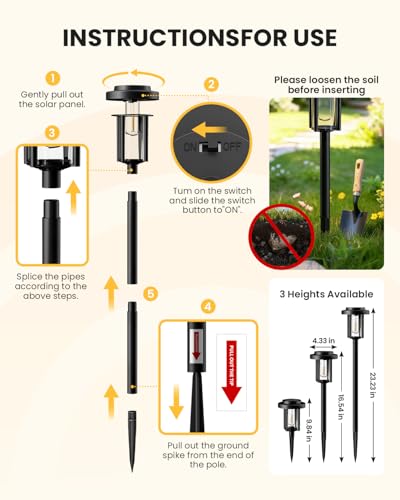 Solar Pathway Lights, 6 Pack Solar Light Outdoor IP65 Waterproof, Garden Lights Solar Powered, Outside Decor Landscape Lighting for Yard, Path, Driveway, Walkway (Warm White) - size: 6