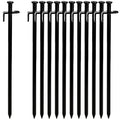 Lawei 12 Pack Tent Stakes, 12 Inch Heavy Duty Forged Steel Tent Pegs, Metal Camping Tarp Pegs Stakes for Outdoor Camping Canopy Trip, Unbreakable and Inflexible, Black
