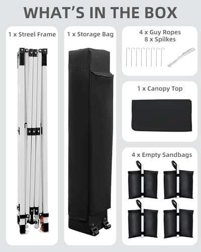 10x10 Pop Up Canopy Tent Outdoor Canopy with No Removable Sidewall One-Person Set Up Heavy Duty Commercial Instant Tent Shelter-Black - color: Black, size: 10x10FT/0-Sidewall