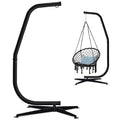 Best Choice Products Metal Hanging Hammock C-Stand for Chair/Weather-Resistant Finish, Offset Base - Stand Only - Black - color: Black