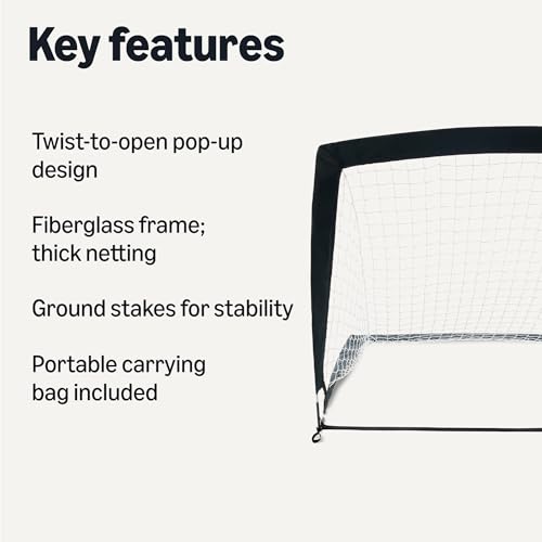 Amazon Basics Portable Pop Up Soccer Goal Net for Backyard Training - size: 4' x 3', (Set of 2)