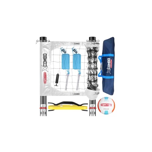Professional Volleyball Net Set Heavy Duty for Outdoor Backyard Portable with Aluminum Adjustable Height Scoring Poles, Regulation Nets System for Tournament, Grass - color: White