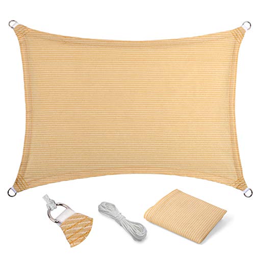 Eden's Decor 4' x 6' Beige Sun Shade Sail Outdoor Canopy Rectangular Awning Fabric Cloth Screen for Patio Garden Backyard Pergola Custom Size - color: Beige, size: 4' x 6'