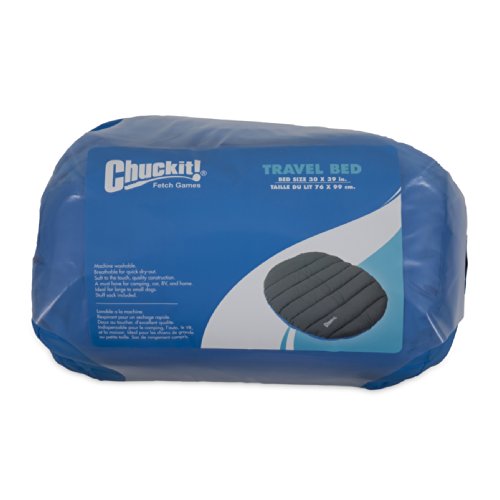 Chuckit! Outdoor Travel Portable Water Resistant Travel Pillow Dog Bed For Medium to Large Dogs 20 to 100 lbs, 39"L x 30"W, Blue