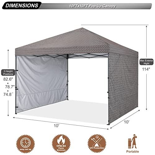 ABCCANOPY Easy Pop up Canopy Tent with 2 Sidewalls for Outdoor Sun Blocking or Rain Protection,10x10, Flower - color: Flower, size: 10x10