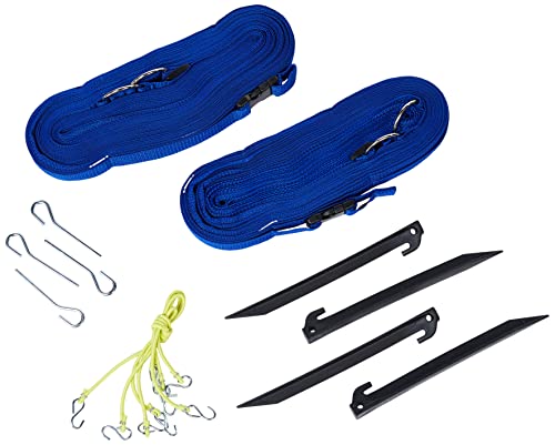 Park & Sun Sports Outdoor Volleyball Boundary Webbing with Ground Stakes - color: Blue, size: 1" Boundary Marker, style: Adjustable Court