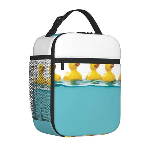 Reusable Rubber Duck Lunch Box for Kids Girls Boys Women Adult, Insulated Fun Floating Ducks Lunch Bag,Polyester Cooler Cute Handbags Case for School Picnic Work Travel Beach or Hiking - color: Duck 05
