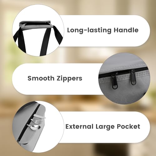 Insulated Reusable Casserole Carrier Bag for Hot or Cold Food, Portable Thermal Food Carrier Fits 9×13 & 11×15 Baking Pans, Travel Picnic Cake Transport Lunch Bag, Grey - size: Standard Gray
