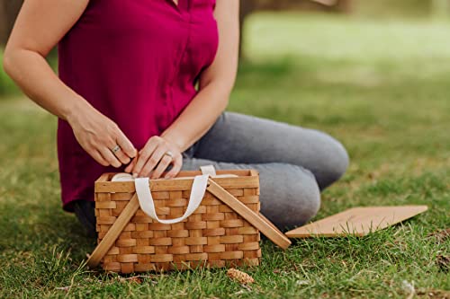 Picnic TIME Poppy Personal Picnic Basket - Insulated Lunch Bag - Retro Lunch Box, (Beige)