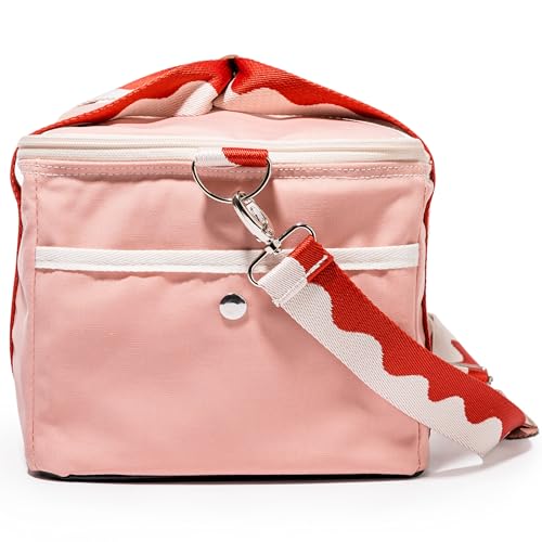 Business & Pleasure Co. Premium Cooler Bag - 14L Vintage Lunch Bag for Beach Days & Picnics - Insulated Leakproof Lining - Rivie Pink - color: Rivie Pink
