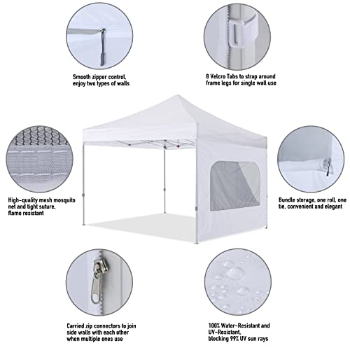 COOSHADE Instant SunWall 8x8 SideWall for Pop up Canopy Tent, 1 Pack Sidewall with Mesh Window Only, White - color: White, size: 8x8-Net Window