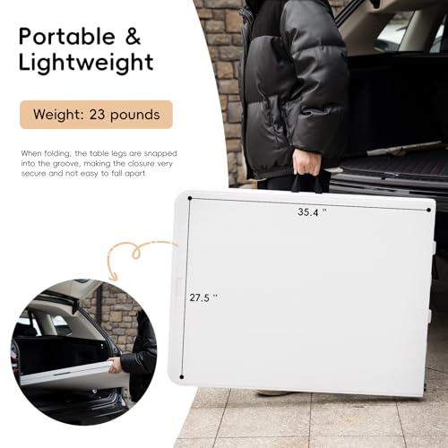 pollilar 6FT Folding Table Plastic 6 Foot Foldable Table HDPE Portable Banquet Surface Fold-in-Half Desk Utility for Working Meeting,Parties, Picnic, Camping, Weddings, Catering, Garden Dining-White - color: White