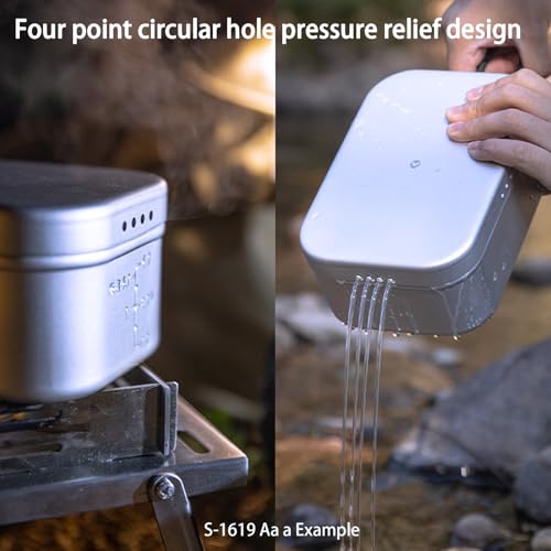 Campingmoon Camping Mess Tin Pressure Relief Aluminum Dinner Box Camping Bowls Cooking Pot with Foldable Handle for Camping & Cooking - color: CM-H-2013(Gray)