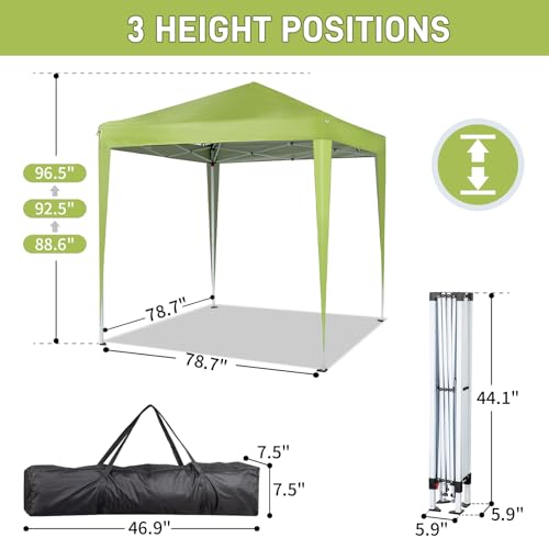 VINGLI 6.5x6.5 Pop Up Canopy Tent with Sidewalls, Outdoor Gazebo Canopy Tent, Patio Event Tents Outdoor Event Shelter for Parties (Lime Green) - color: Lime Green, size: 6.5x6.5
