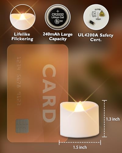 Homemory 12Pcs Flickering Flameless Candle Battery Operated, 200+Hours Fake Electric LED Tea Lights for Votive, Centerpiece Table Decorations, Wedding, Aniversary, Halloween, Christmas - color: Warm White Glow – White Body, size: Pack of 12