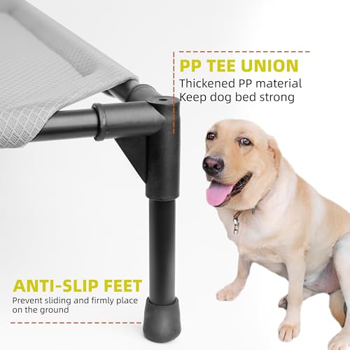 Soft Mesh Elevated Pet Bed for Large Medium Dogs Outdoor Resting Cot with Water-Resistant, Air-Permeable, Cooling and Anti-Skid Portable Dog Bed, Up to 120 lbs, 43.2" L x 31" W x 7.5" H, Gray - color: Gray-43.2"L x 31"W x 7.5"H