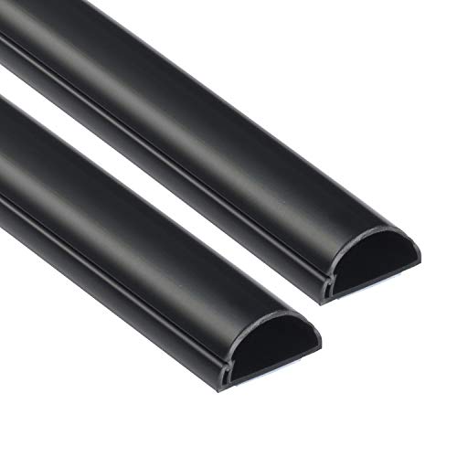 D-Line Half Round Cord Hider, Patented Cable Cover, Hide TV Wall Mount Wires, Raceway for Cords, Decorative Wire Covers, Paintable, Adhesive Cable Concealer - 2X 1.18in W x 0.59in H x 39in L - Black - color: Black, size: 1.18x0.59in - 2x 39in