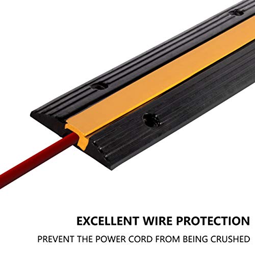 4 Pack Rubber Cable Ramp Hose Cable Protector Ramp 1 Channel 11000Lbs Load Capacity Traffic Speed Bump Wires Power Lines Extension Cord Cover for Indoor Outdoor - color: 11000Lbs-1Channel-4Pack