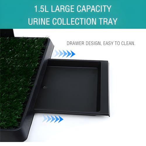 Dog Urinal containing 2 Replaceable lawns, Dog Potty Grass .Portable pet bedpans that can be Washed， Suitable for Almost All Types of Dogs. Length: 25 inches. Width 20 inches. Height: 3 inches