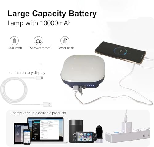 4 inch LED Camping Lights Rechargeable TeiNewBy 1500LM 10000mAh up to 120 Hours Running, 4 Light Modes, IP54 Waterproof,Magnetic Base for Hurricane Emergency, Outdoor, Hiking, Home and Car(30W) - size: 4inch-1pcs
