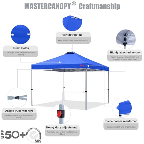 MASTERCANOPY Durable Pop-up Canopy Tent with Roller Bag (8x8, Blue) - color: Blue, size: 8x8