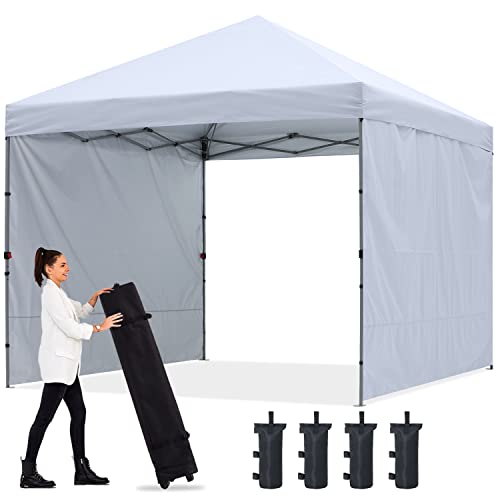 ABCCANOPY Easy Pop up Canopy Tent with 2 Sidewalls for Outdoor Sun Blocking or Rain Protection,10x10, White - color: White, size: 10x10