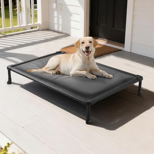 Veehoo Chew Proof Elevated Dog Bed, Indestructible Raised Dog Cot, Orthopedic Dog Platform Bed with Soft Padded Mat, Durable Waterproof Pet Cot for Indoor, Outdoor or Crate, 41-Inch, Grey - color: Grey, size: 41.0"l X 27.0"w X 7.0"th