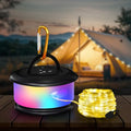 Camping String Lights, Retractable 32.8ft RGB Flash Lamp, Rechargeable Fairy LED Rope Lights Outdoor Waterproof, Portable Hanging Lantern for Outside Tent Patio Awning Garden RV Essentials - color: Black