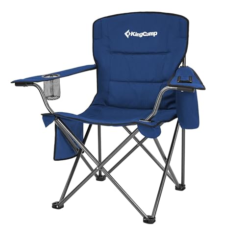 KingCamp Heavy Duty Oversized Comfy Folding Outdoor Portable Lawn Adults Bag Chair with Cooler for Outside Camp, Sports, Picnic, Stadium… - color: Blue, size: 1 Pack