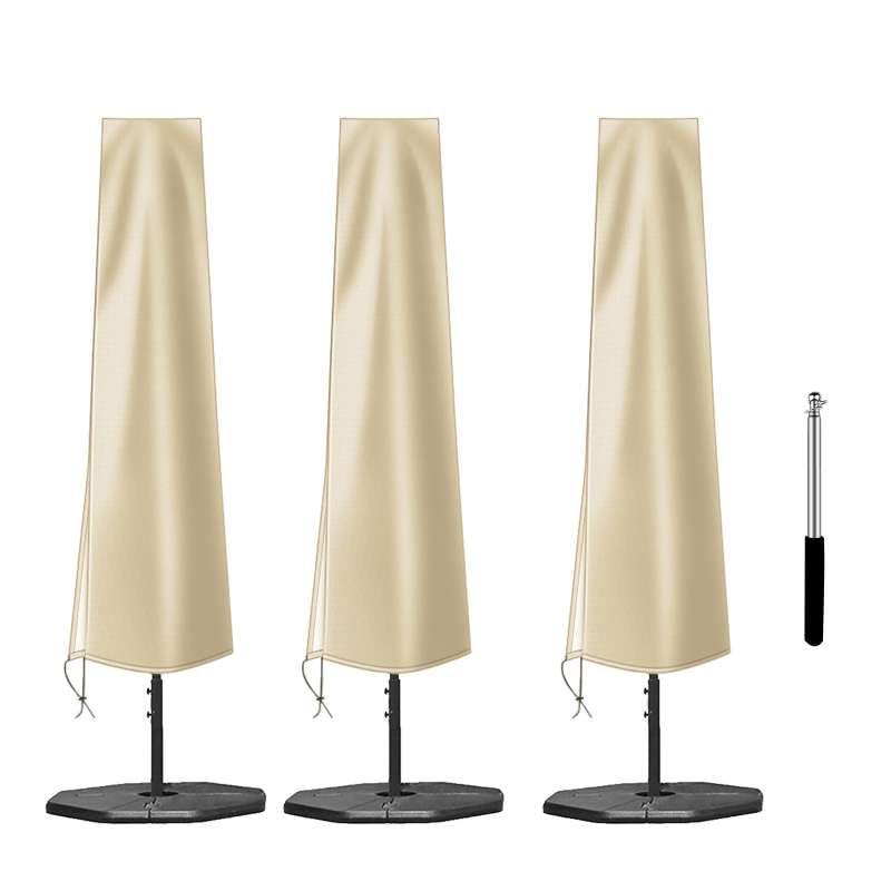 OKPOW Umbrella Cover 420D Oxford Fabric Patio Umbrella Covers Waterproof with Zip, for 9ft to 12ft Garden Outdoor Umbrella (Beige, 3 Pack) - color: Cream, size: Fit for 9-12 Feet Market Umbrella
