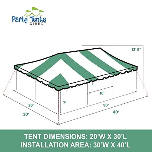 Party Tents Direct 20'x 30' Weekender Canopy Pole Tent with Sidewalls - Easy Up Canopy Tent with 120 Person Capacity - Outdoor Canopies for Parties, Weddings, and Events (Green/White) - color: Green, size: 20' x 30'