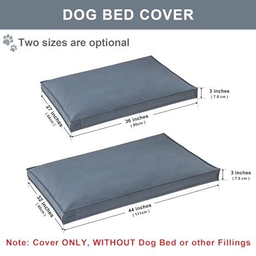 Dog Bed Covers Replacement Washable, Waterproof Dog Bed Cover with Zipper, 36Lx27Wx3H inch Durable Oxford Pet Bed Cover for Outdoor/Indoor Use, Cover Only, Blue-Gray - color: Blue-Gray, size: 36*27*3 inch