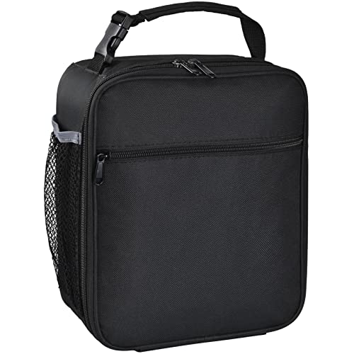 Insulated Lunch Bag, Leakproof Portable Lunch Box for Women Men Boys Girls, Large Capacity Cooler Bag with Handle and Bottle Pocket for Office School Camping Hiking Outdoor Beach Picnic (Black) - color: Black