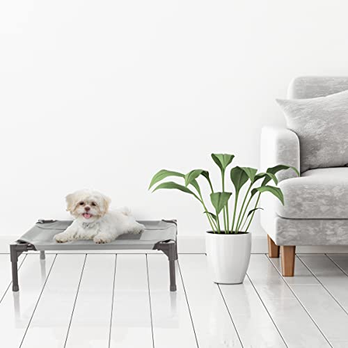 Elevated Dog Bed - 24.5x18.5-Inch Portable Pet Bed with Non-Slip Feet - Indoor/Outdoor Dog Cot or Puppy Bed for Pets up to 25lbs by PETMAKER (Gray) - color: Gray, size: Small