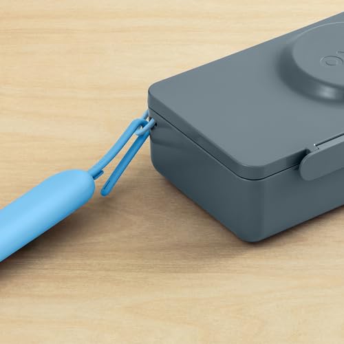 Omie OmieBox Travel Utensil Set | Fork and Spoon with Case for Easy Travel | Stainless Steel Fork and Spoon (Blue) - color: Blue, size: Age: 9+ Years