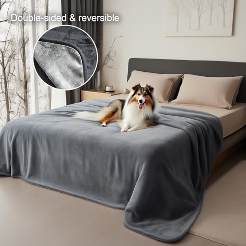King Size Waterproof Blanket – Spill-Proof, Water-Resistant Flannel Blanket for Bed, Couch, Kids & Pets Protection, Reversible Cozy Design (Moon Grey & Starlit Grey, 90x108 - color: Moon Grey & Starlit Grey, size: King