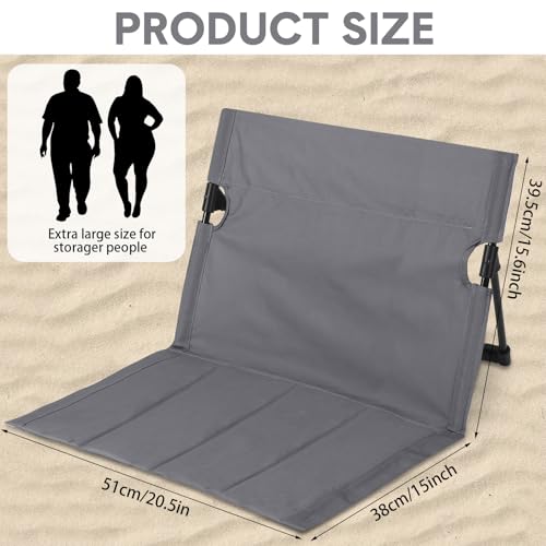 Jetec Foldable Floor Backrest Chair Portable Camping Chair with Storage Bag Light Weight Lazy Seat for Indoor Outdoor Bed Ground Park Lawn Concerts Beach Hiking - color: Grey, size: X-Large