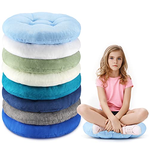 Fumete 8 Pcs 16 Inch Round Floor Cushions for Kids and Toddlers, Flexible Seating Classroom Furniture Floor Pillow for Home, Daycare, Preschool, Yoga and Meditation (Stylish) - color: Stylish