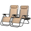 Nazhura Set of 2 Relaxing Recliners Patio Chairs Adjustable Steel Mesh Zero Gravity Lounge Chair Beach Chairs with Pillow and Cup Holder Khaki (Kahki) - color: Kahki