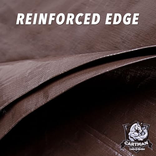 CARTMAN Finished Size 12x16 Feet Extra Thick 20 Mil Brown Ultra Heavy Duty Poly Tarp, Multipurpose Protective Cover, UV Resistant, Waterproof Poly Tarpaulin with Reinforced Edges - color: Brown/Brown 20mil, size: 12'×16'